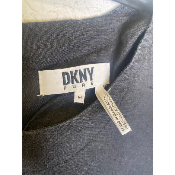 DKNY Pure Linen Crop Wide Leg Pants & Short Sleeve Top Set EUC Sz S/M Black - Picture 2 of 16